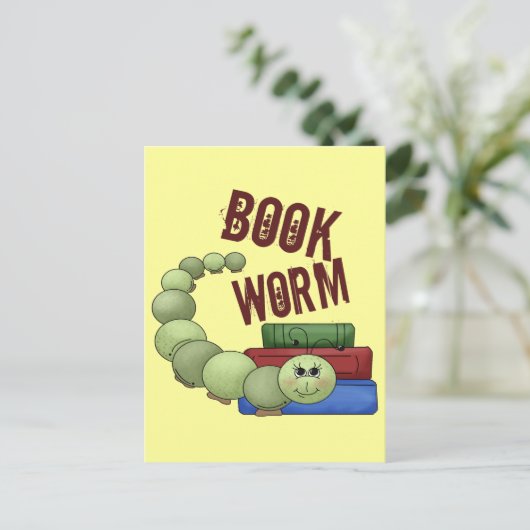 boekworm briefkaart (Staand voorkant)