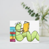 boekworm briefkaart (Staand voorkant)