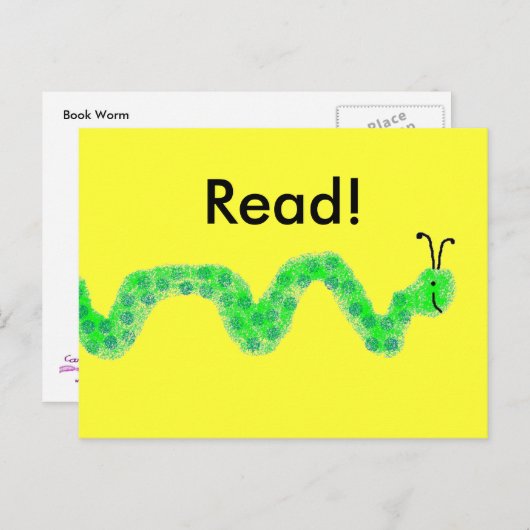 Boekworm Briefkaart (Voorkant / Achterkant)