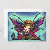 Boekworm Fairy Fantasy Art Briefkaart van Hannah L (Voorkant / Achterkant)
