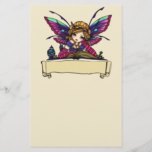 Boekworm Fairy Library Fantasy Art van Hannah Lynn Briefpapier (Voorkant)