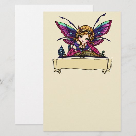 Boekworm Fairy Library Fantasy Art van Hannah Lynn Briefpapier (Voorkant / Achterkant)