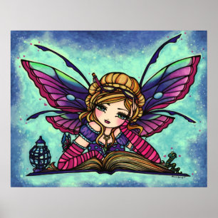 Boekworm Fairy Library Fantasy Art van Hannah Lynn Poster