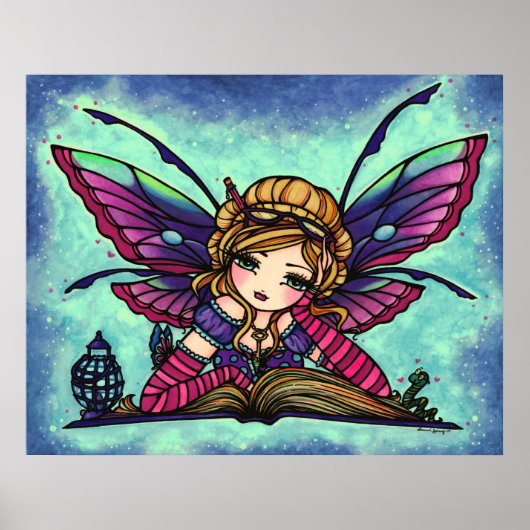 Boekworm Fairy Library Fantasy Art van Hannah Lynn Poster (Voorkant)