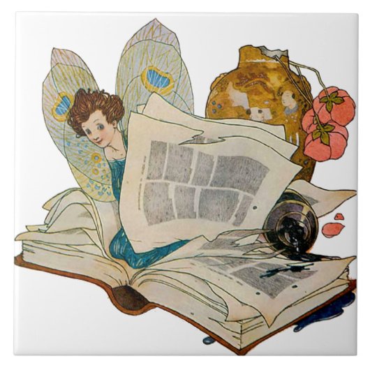 boekworm Fairy Tegeltje (Voorkant)