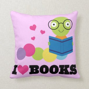 Boekworm I Heart Books Sierkussen