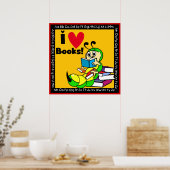 Boekworm I Love Books Poster (Keuken)