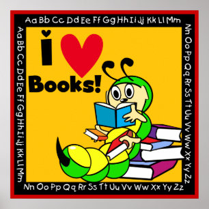 Boekworm I Love Books Poster