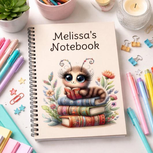 Boekworm met Grillen Spiraal Notebook Notitieboek