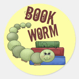 boekworm ronde sticker