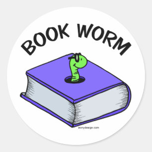 Boekworm Ronde Sticker