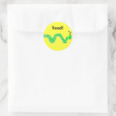 Boekworm Ronde Sticker (Tas)