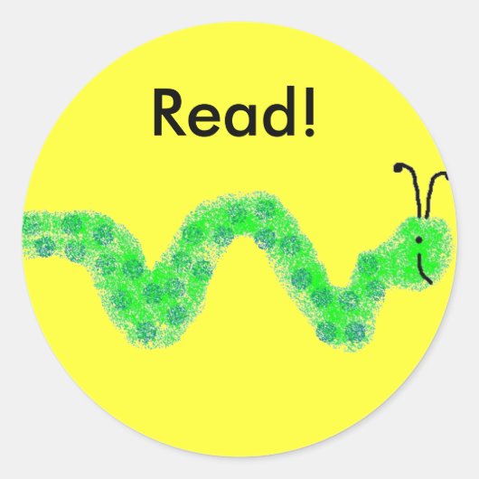 Boekworm Ronde Sticker (Voorkant)