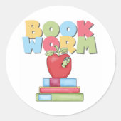 Boekworm Ronde Sticker (Voorkant)