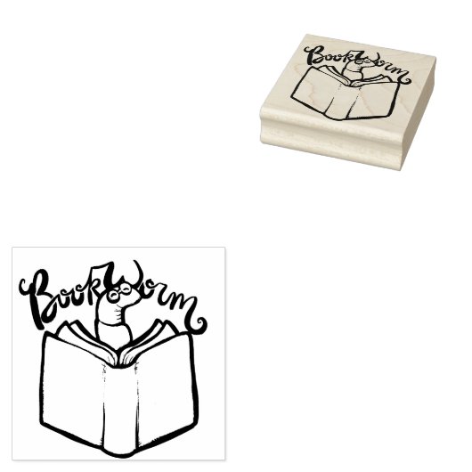 boekworm rubberstempel (Gestempeld)