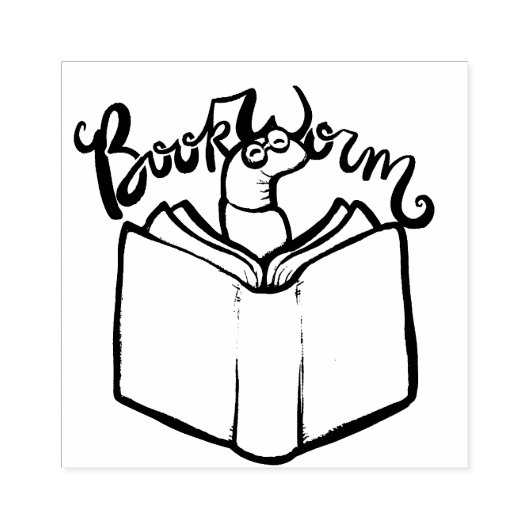 boekworm rubberstempel (Afrduk)