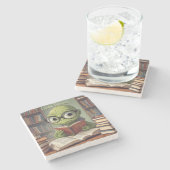 Boekworm Stenen Onderzetter (Zijkant)