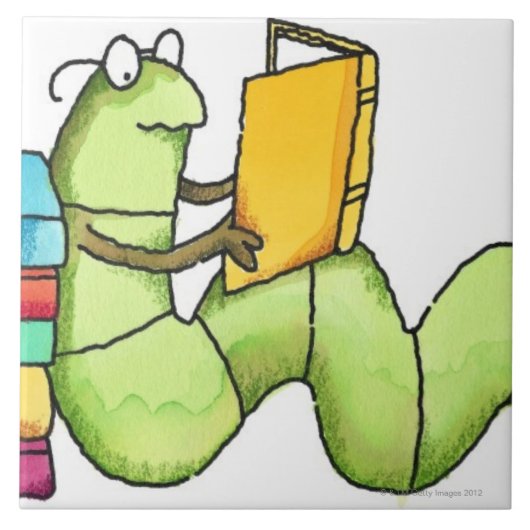boekworm tegeltje (Voorkant)