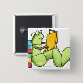 boekworm vierkante button 5,1 cm (Voorkant /achterkant)