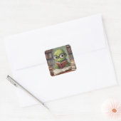 boekworm vierkante sticker (Envelop)