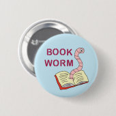 Boekwormbadge voor boekliefhebbers ronde button 5,7 cm (Voorkant /achterkant)