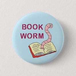 Boekwormbadge voor boekliefhebbers ronde button 5,7 cm