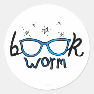 Boekwormsticker Ronde Sticker