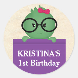 Boekwurm Meisje Verjaardag Ronde Sticker