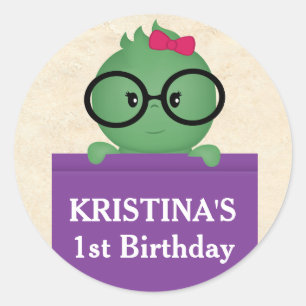 Boekwurm Meisje Verjaardag Ronde Sticker