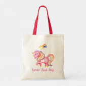 Boekzak. Roze Unicorn. Tote Bag (Achterkant)