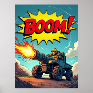 BOEM! Comic Truck Cannon Pop Art Explosion Poster