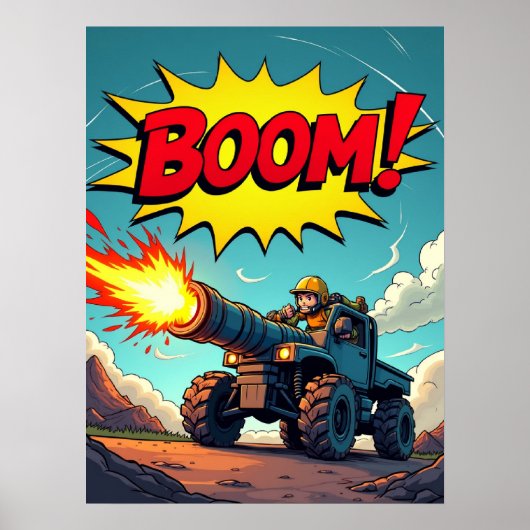 BOEM! Comic Truck Cannon Pop Art Explosion Poster (Voorkant)
