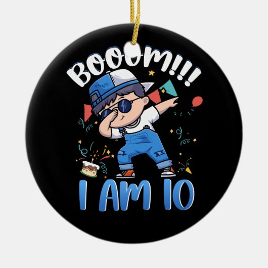Boem Ik ben 10 jaar oud 10e verjaardag Party Dabbi Keramisch Ornament (Voorkant)