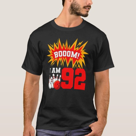 Boem Ik Ben 92 Bowling Verjaardagsfeestje Bowler B T-shirt (Voorkant)