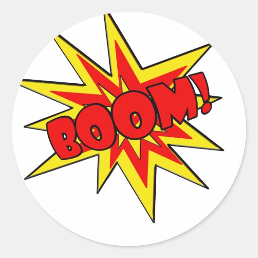 Boem! SFX-Cartoon Ronde Sticker (Voorkant)