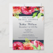 boemenvis zilveren florale moderne Shower Invite Kaart (Voorkant)