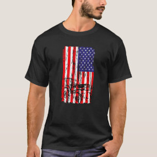 Boer Amerikaanse Vlag Usa Tractor Boerderij Koe T- T-shirt