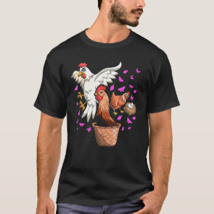 Boer Boerderij Vogels Vlinder Kip T-shirt