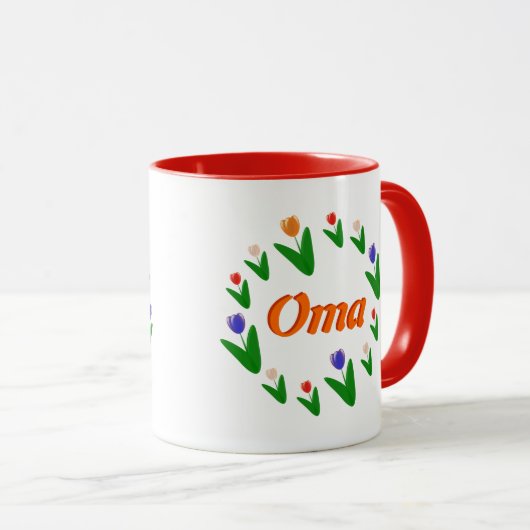 Boer Bright Nederlandse Tulpen Patroon Oma Mok (Voorkant rechts)