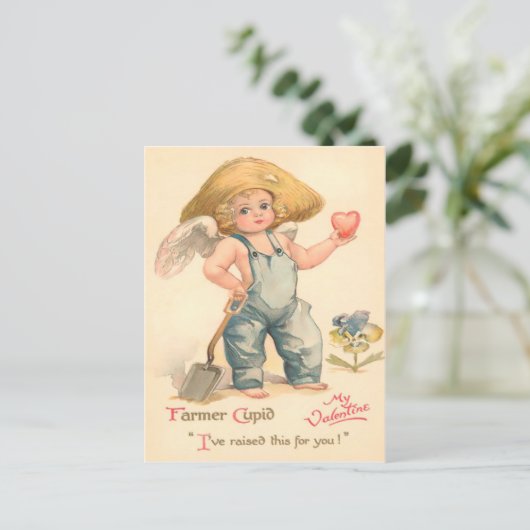  boer Cupido Valentijn Briefkaart (Staand voorkant)