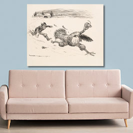 Boer die een kalkoen achterna zit - William Walker Canvas Afdruk