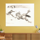 Boer die een kalkoen achterna zit - William Walker Canvas Afdruk (Insitu (Woonkamer))