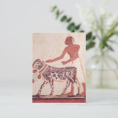 Boer die een koe leidt om op te offeren briefkaart (Staand voorkant)