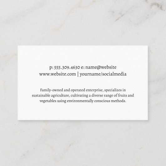 Boer die op het veld werkt | Landbouw Visitekaartje (Achterkant)