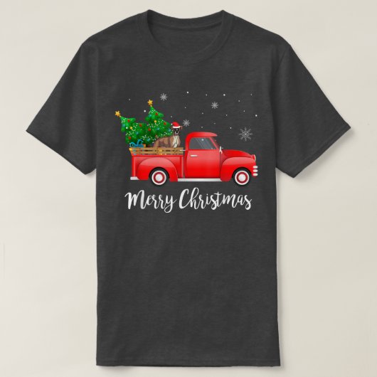 Boer Dog Riding Red Truck Kerstmis T-shirt (Design voorkant)