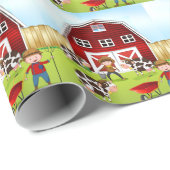 Boer en schuur cadeaupapier (Rol Hoek)