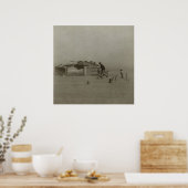 Boer en Sons die in een Storm van Dust lopen Poster (Keuken)