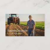 Boer en tractor op het land visitekaartje (Voorkant)