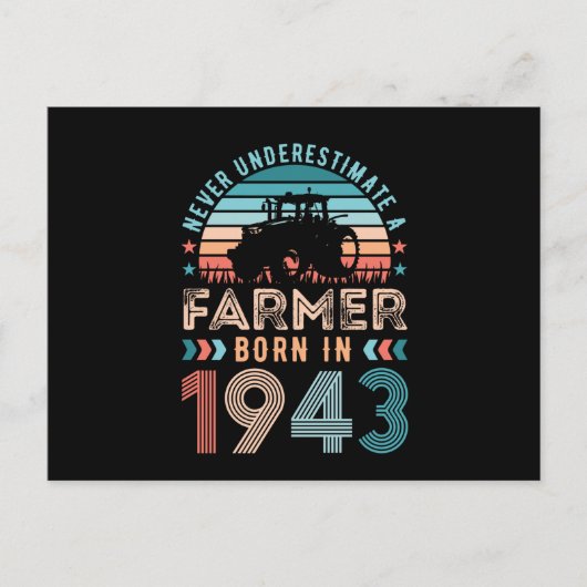 Boer geboren 1943 80ste verjaardag Boeren cadeau R Briefkaart (Voorkant)