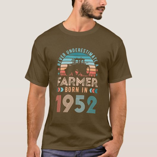Boer geboren in 1952, 70e verjaardag van de boer t-shirt (Voorkant)